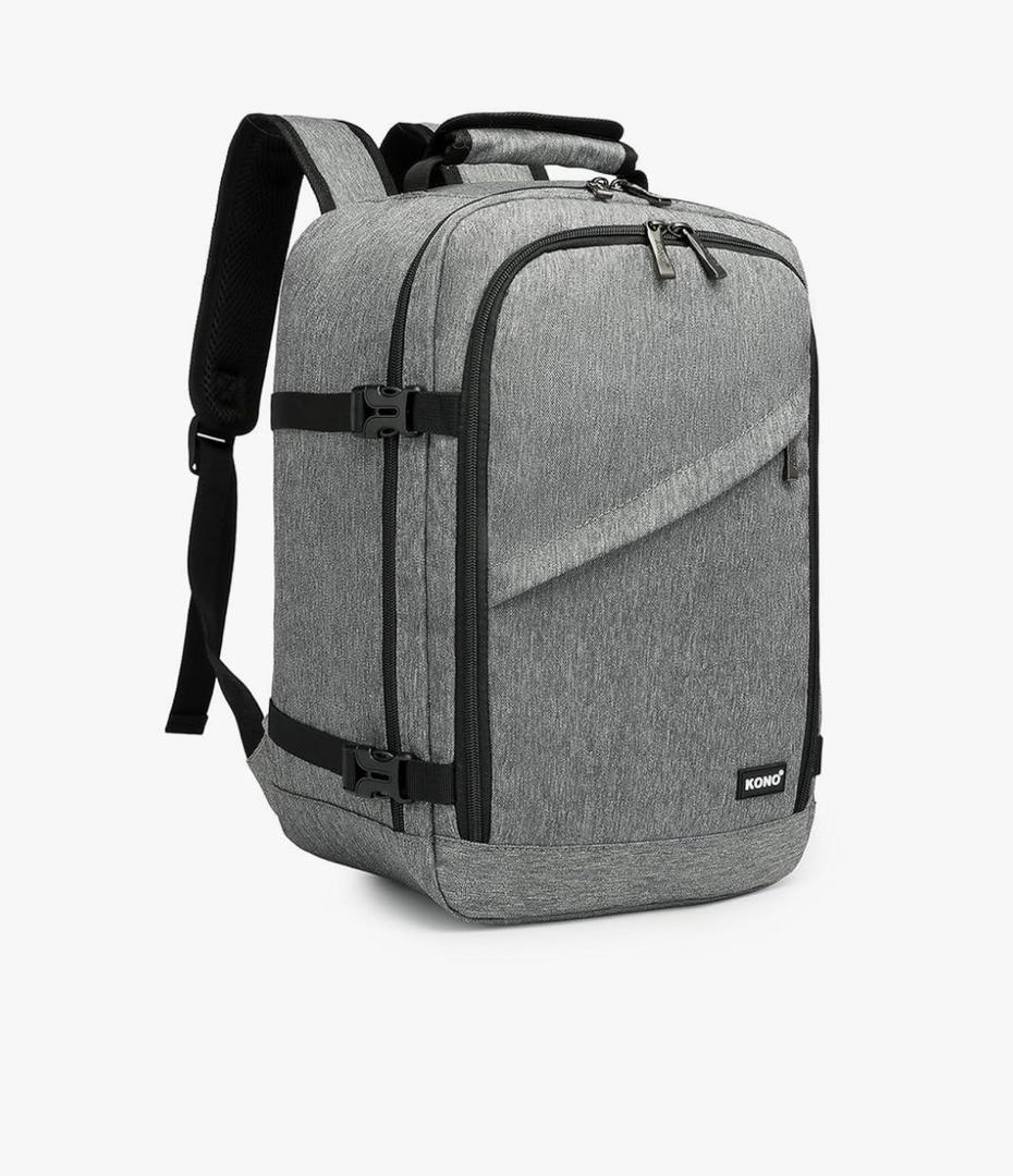 Kono Carry on Backpack, 16" Airplane Approved Under Seat Travel Backpack for Men and Women, Waterproof Lightweight Daypack for Flight 20L (Grey, Small)