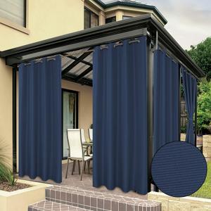 BONZER Waterproof Outdoor Curtains for Patio Porch Pergola Cabana Light Filtering Privacy Grommet Indoor Curtain Panels for Bedroom Living Room, 1 Panel, 54W x 95L inch, Navy