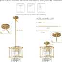 LMQNINE Modern Foyer Chandelier, Gold Crystal Chandelier Entryway Pendant Light Fixture, Round Adjustable Height Chandeliers for Kitchen Island, L11.81'' x H7.87''