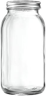 GLING [1 Count 64 oz. Wide-Mouth Glass Mason Jars with Metal Airtight Lids and Bands 2 Quart Large For Preserving, & Meal Prep