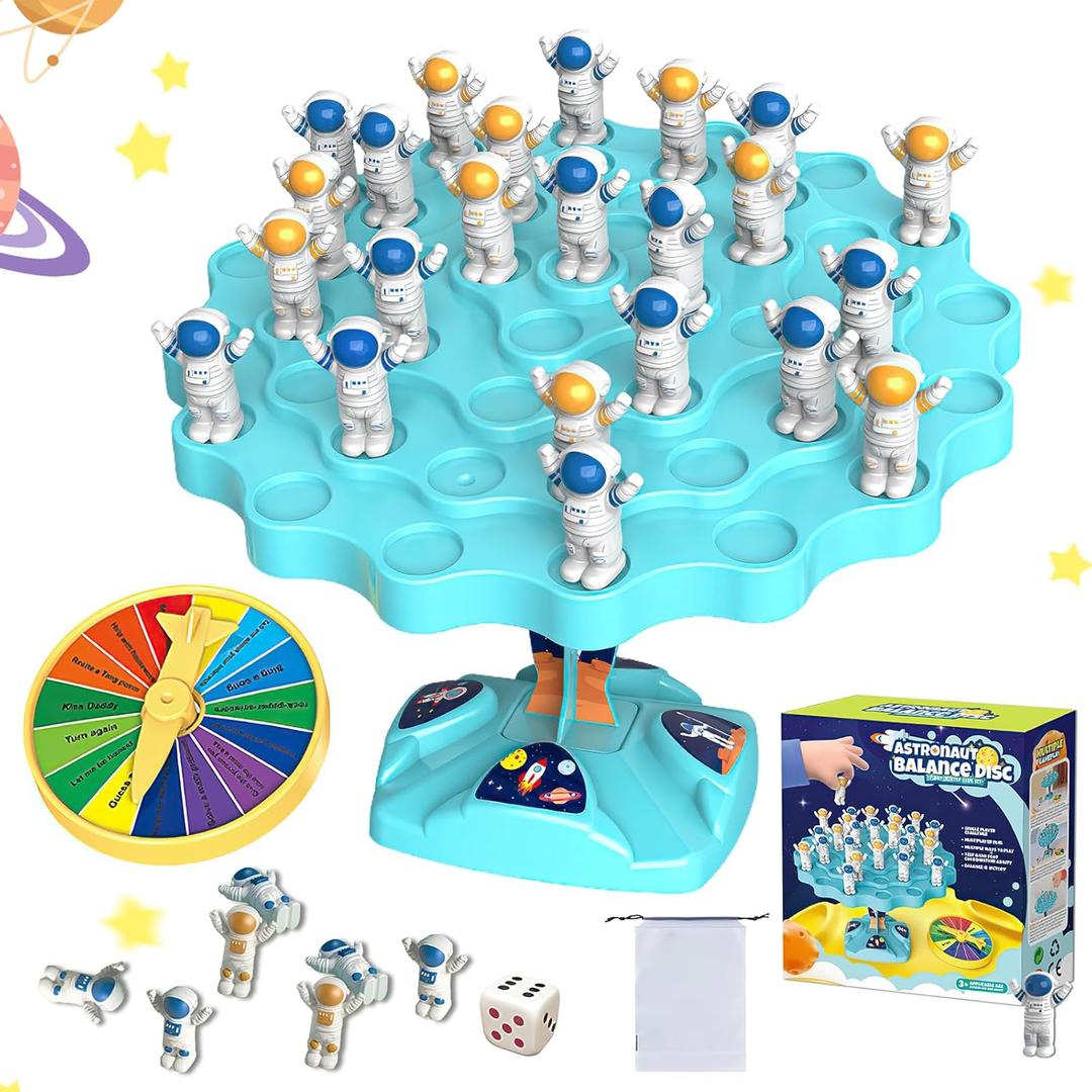 48Pcs Balance Games for Kids, Swing Stack Balance Game, Astronaut Balance Games for 2 Players+ Family Tabletop Puzzle Game Montessori Toys Parties for Kids & Adults 