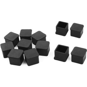 1 inch x1 inch Rubber Square Feet Furniture Table Chair Leg Foot Cover Caps Chair Leg Floor Protectors, Wood Floor Protector 1" x 1" 12pcs Black