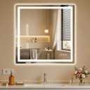 BEAUTYPEAK 30"x30" LED Bathroom Mirror with Lights, Backlit + Front Lit, Anti-Fog, Lighted Bathroom Mirror for Wall, HD Shatterproof Tempered Glass, Dimmable, Memory Function (Horizontal/Vertical)