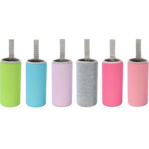 MECCANIXITY Water Bottle Sleeve 420ml Neoprene Carrier Insulated Non Slip Protective Glass Bottles Cover with Strap for Cool or Hot Drinks, Colorful 6 Pack