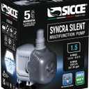 SICCE Syncra Silent 1.5 Multifunction 357 GPH Submersible Water Pump | Italian Made 23W Ultra Quiet Durable Aquarium Fish Tank, Fountain, Pond, Hydroponics, Terrarium Black | Freshwater & Saltwater
