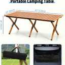 4Ft Aluminum Folding Camping Table, Portable Picnic Table, Outdoor Lightweight Collapsible Camp Table, Roll-up Camping Table for Beach,Party, Patio, BBQ, Travel, Backyard (Wood Upgraded Version), 47.2" x 23.6" x 17.7"