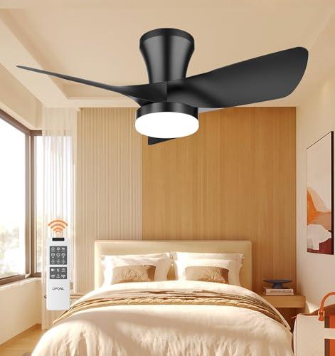 OPONL Black Ceiling Fan with Light 30inch, Large Air Volume, Ceiling Fans with Lights for Bedroom Kitchen Dining room Patio, Black  OPONL Black Ceiling Fan with Light 30inch, Large Air Volume, Ceiling Fans with Lights for Bedroom Kitchen Dining room Patio, Black