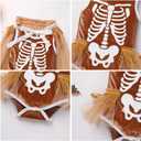 My First Halloween Dress Baby Girl Skeleton Velvet Bubble Romper Sequin Tulle Cloak Toddler Christmas Birthday Outfit (Brown)
