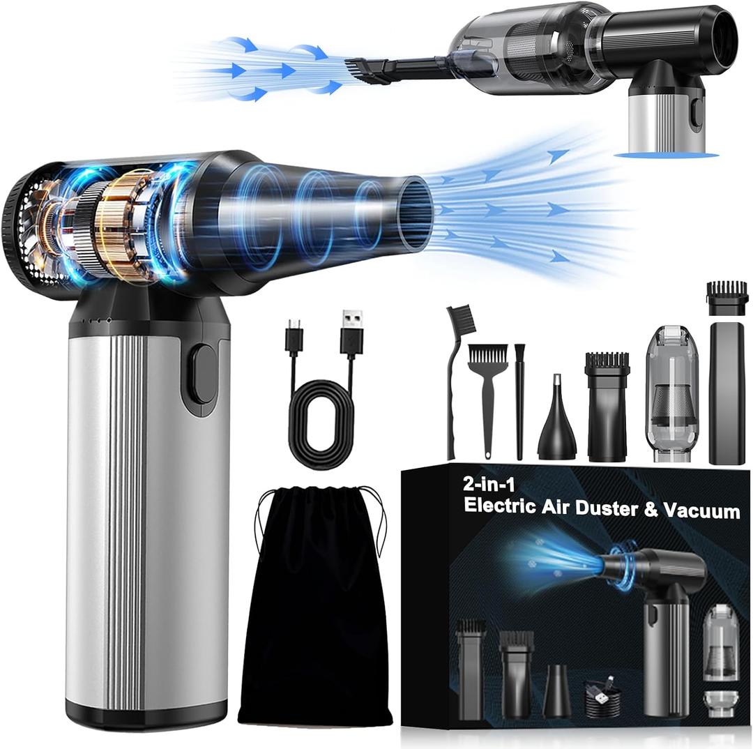 Compressed Air Duster & Vacuum 2-in-1, 320,000 RPM Brushless Motor