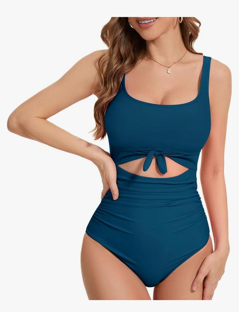 B2prity Halter Tankini Swimsuit for Women Tummy Control Two Piece Bathing Suit V Neck Swimwear with Shorts XL Peacock Blue
