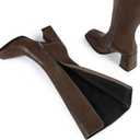 Knee High Boots for Women Tall Boots Womens Chunky Block Heel Dress GoGo Long Boots (Brown)