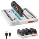 Retro Style Charger for Nintendo Switch 2 Joy-Con Controllers - 4 in 1 Charger Station with LED Indicators, Overcharge Protection (Red/White Edition)