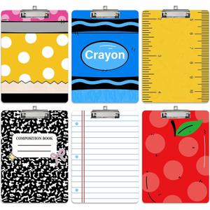 6 Pcs Teacher Clipboard Bulk Teacher Appreciation Gift Cute 12.5 x 9 Inch Large Thickened Acrylic Clip Boards with Low Profile A4 Size Clipboards for Classroom Office School Teacher Supplies