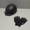 Equestrian Adult Helmet and Gloves Set with Adjustable Strap for Horseback Riding and Training, Soft and Comfortable Gloves Kits for Women and Man (Deep Black)