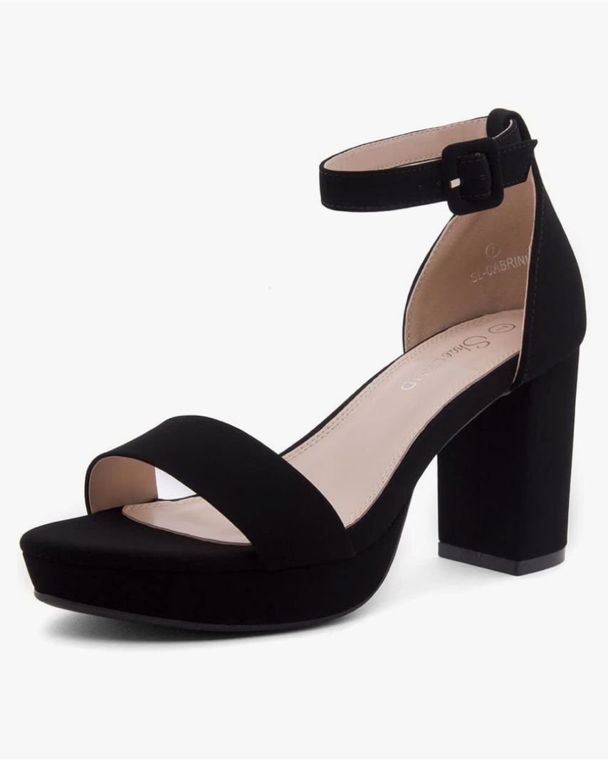 Shoe Land SL-Cabrini Women's Platform Heels, Open Toe Chunky Block Heeled Sandals with Ankle Strap – Dressy High Heel Sandals for Prom, Wedding, and Party, Size 8.5