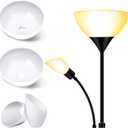 Hortsun Replacement Lamp Shade 4 Pcs White Replacement Plastic Lampshade 2 Pack 1.65" Fitter 10" Diameter Bowl Shape 2 Pack 1.97" Bottom Size Horseshoe Shape for LED Torchiere Floor Lamps Upright