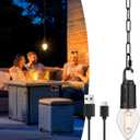 Rechargeable LED Gazebo Lights Waterproof Outdoor Hanging Lights with 3 Modes, Battery Operated Candle Shape Chandelier for Pergola, Patio and Garden Light 1 Pack (Teardrop-Chain 2700K Soft White)
