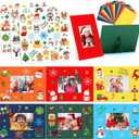 Glenmal 60 Set Christmas Picture Frame Craft for Kids Christmas Photo Frame with Stickers Santa Snowman Reindeer Xmas Craft DIY Picture Kit for Children Xmas Home Classroom Party Activity