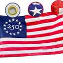 Heavy Duty American 250th Flag 3X5 Ft, Embroidered 13 Star|Four Rows Stitching Fly Ends| US Usa 250 Years Anniversary Flag,1776-2026 Commemorative Banner