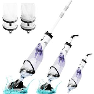2025Upgraded Cordless Pool Vacuum for Above Ground, Handheld Pool Spa Vacuum Cleaner for Inground Pools Hot Tub, Rechargeable, 60" Extendable Pole, up to 19.5 GPM for Leaves, Debris, Shallow Steps (BLACK)