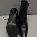 SEIFIN Women's Kitten Heels Lace Up Ankle Boots Low Mid Heeled Side Zipper Short Booties Pointed-Toe Shoes (8.5, Black)