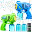 JOYIN 2 Kids Bubble with 2 Bottles Refill Solution, Bubble Machine for Toddlers 1-3 Kids 4-8, Party Favors, Summer Toy, Outdoors, Easter, Birthday Gift (Blue+green)