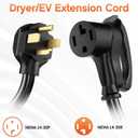 10 FT 4 Prong Dryer Extension Cord Outdoor Black, 30 AMP 10/4 Gauge Heavy Duty, NEMA 14-30P to 14-30R, Waterproof STW Jacket ETL Listed for Dryers & EV Charging