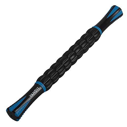 YANSYI Professional 9-Roller Deep Tissue Massage Stick - Portable Muscle Recovery Roller for Athletes, Relieves Post-Workout Soreness & Leg/Back Pain - Portable Physio Tool (Blue)