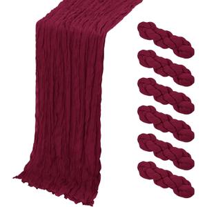 6 Pack Burgundy Cheesecloth Table Runner, 17 x 108 Inch, Gauze Cheese Cloth Table Runner Rustic Sheer Runner for Wedding Birthday Party Baby Shower Table Decor(Burgundy)