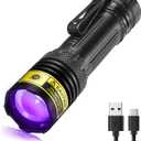 DARKDAWN UV Flashlight 395nm Black Light Mini USB Rechargeable Ultraviolet LED Blacklight Woods Lamp Powerful Portable Detector for Pet Urine Stains, Blood Tracking Flashlight, Resin Curing