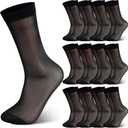 JenPen 12 Pairs Men Ultra Thin Dress Socks Silk Sheer Soft Nylon Business Summer Sheer Man Breathable Crew Socks