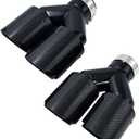 Carbon Fiber Dual Exhaust Tips 3" Inlet 3.5"Outlet, Universal Tailpipe 3 Inch Exhaust Muffler Tip (2pcs Bright)