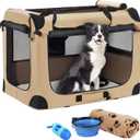 Petprsco Portable Dog Crate - 32"x23"x23" Collapsible Dog Travel Crate for Medium/Large Dogs with Soft Blanket, Foldable Bowl & Poop Bag Dispenser - Indoor & Outdoor Use