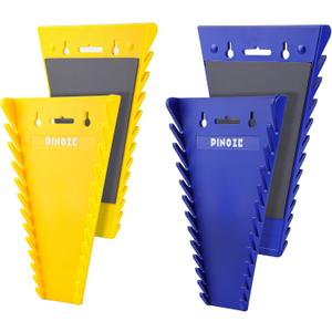4-Pack Magnetic Wrench Organizer, 48-Slot Wrench Rack Tool Trays, Durable ABS Wrench Holder for Tool Box Drawer Chest, SAE (1/4" to 1-1/16") & Metric (6 to 24mm), Yellow/Blue 4-Pack Magnetic Wrench Organizer, 48-Slot Wrench Rack Tool Trays, Durable ABS Wrench Holder for Tool Box Drawer Chest, SAE (1/4" to 1-1/16") & Metric (6 to 24mm), Yellow/Blue