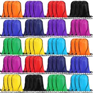 Roowest 200 Pieces Drawstring Backpack Sport String Backpack Cinch Bags Drawstring Party Favor Bags for Kids Women Men Gym Trip, 10 Colors