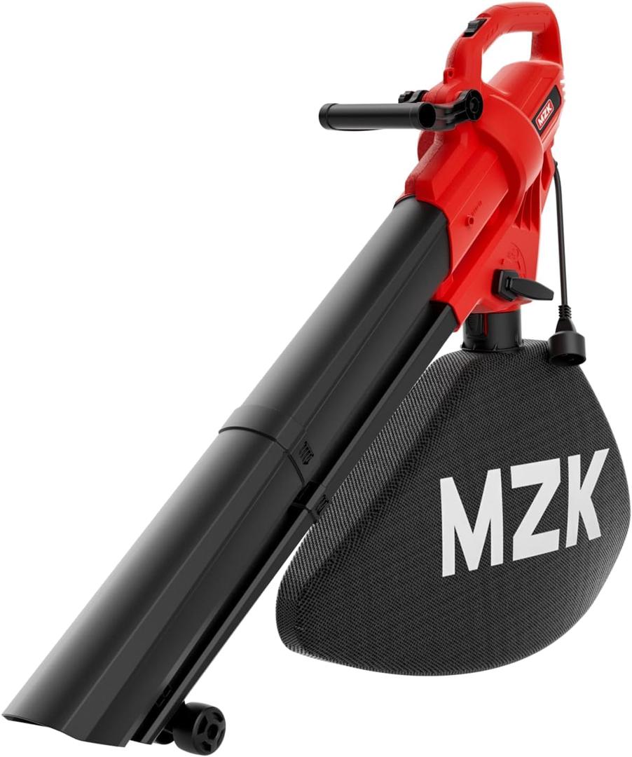 MZK 3 in 1 Electric Leaf Blower Corded, Leaf Vacuum and Leaf Mulcher, 470 CFM, 180 MPH Airflow, Corded Blowers with 50L Leaf Collection Bag