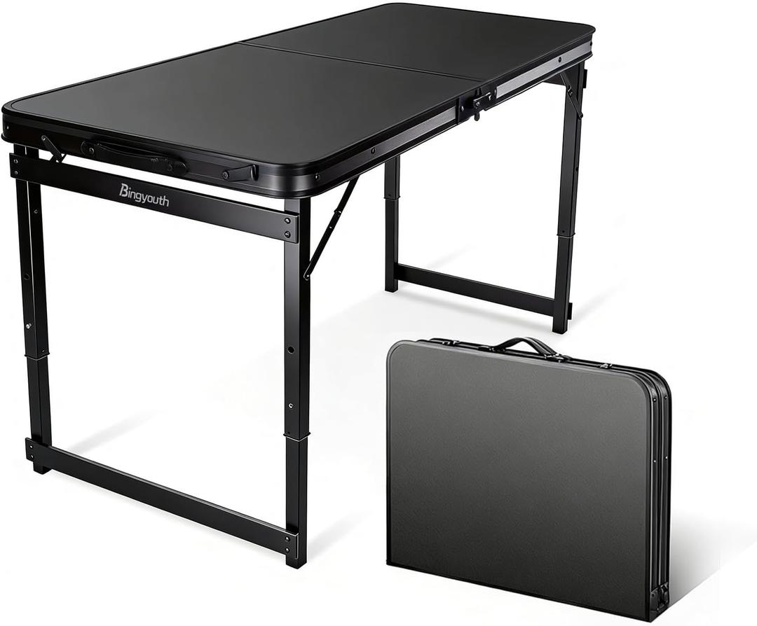 Folding Camping Table 3.3Ft X 2Ft, Aluminum Portable Adjustable Fold Table, 3.2 ft x 2 ft × 1.97 ft H