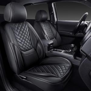 Tacoma Seat Covers Full Set 2016-2023, Leather Pickup Truck Seat Covers with Lumbar Support Custom Fit for Toyota Tacoma Double/Crew Cab SR SR5 TRD Sport TRD Off-Road TRD Pro(Black)