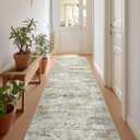 Rug Runners for Hallways Non Slip - 2x8 Runner Rug for Bedroom, Washable Runner with Rubber Backing, Soft Low-Pile Carpet for Kitchen, Laundry, Bathroom (2'x8', Grey/Rust)