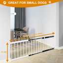 White Metal Dog Gate for Small Dogs - 13.3" Short Freestanding Puppy Gate with Retractable Sliding Rail, No Installation, Indoor/Outdoor Use, Foldable & Portable Pet Barrier