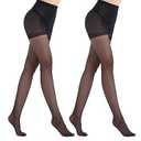 MEME&WEWE 2 Pairs Tights for Women, Sheer Stockings for Women Pantyhose,20D High Waist No Rip Control Top Tight Pantyhose (Small, Black)