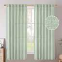BGment Sage Green Linen Curtains 63 Inch Length for Living Room 2 Panels - Rod Pocket Light Filtering Semi Sheer Drapes Neutral Privacy for Bedroom/Office/Country Back Tab, 52 Inch Wide Each Panel