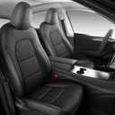 Tesla Model Y Seat Cover Full Set, Faux Leather Tesla Car Seat Cover, Perfect Suitable for Tesla Model Y 2020 2021 2022 2023 2024 2025 (Black)