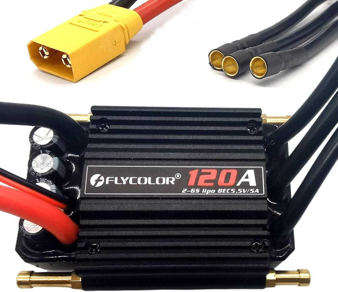 120A Waterproof Brushless ESC Electronic Speed Controller with 5.5V/5A BEC and XT90 4.0mm Banana Head Connector for Model Ship RC Boat