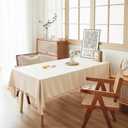 ArtBud Farmhouse Wipeable Tablecloth Vinyl Waterproof Coating Spill-Proof Table Cover Cotton Linen Backing Slip Resistant Tabletop Kitchen Party Table Décor White Rectangle, 55"×70"(4-6 Seats)