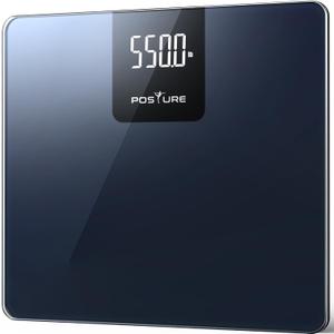 Posture 550lb Capacity Digital Bathroom Scale High Precision Body Weight Scale Extra Wide Platform Large LED Display, and Durable 8mm Tempered Glass Platform for Home