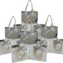 TKSBAG 50 Pack Small Thank You Gift Bags with Handles, 5.5''x 2.5''x4.7'' Mini Silver Gift Bags Bulk for Baby Shower, Birthday, Wedding, Party Favors (50 Count (Pack of 1))