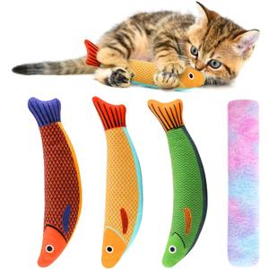 Cat Toys 4 Pack Kitten Toy for Bored Indoor Cats Soft Plush Cute Interactive Chew Toys