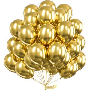 PartyWoo Gold Balloons 50pcs 12 Inch Gold Latex Helium Balloons for Birthday Wedding Anniversary Baby Shower Graduation Bachelorette Retirement Engagement Tea Casino Disco Party Decorations Gold-G101