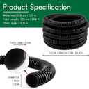 LONGRUN Pond Tubing 1.25 Inch 1-1/4'' Diameter, 23.6 Feet Long Corrugated Flexible Hose Pipe, Pool PVC Tube for Garden Ponds Waterfalls Camping Caravans Filters Drainage Marine